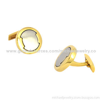 Stainless steel cufflinks with plating IP gold